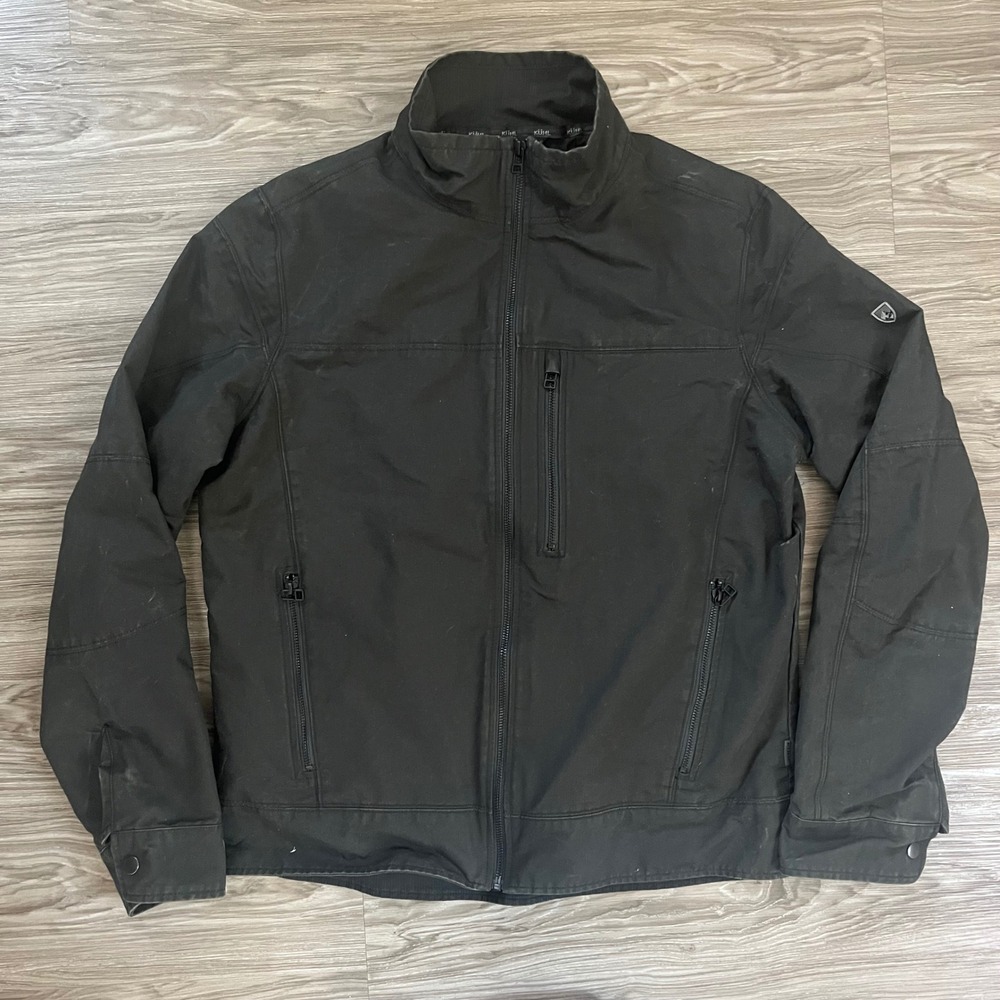 Kuhl Burr Lined Jacket Mens Medium Black Full Zip Cotton Canvas Style 1052